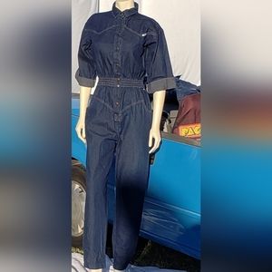 VTG Ideas denim dark blue jeans jumper coverall button up NOS NWT Large